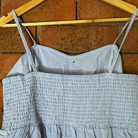 NWOT. Blue cotton summer midi dress. Not worn. Two pockets. Spaghetti straps - Picture 9 of 11